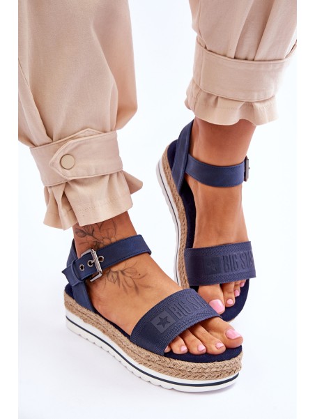 Patogūs moteriški sandalai su Big Star platforma LL274869 tamsiai mėlyni