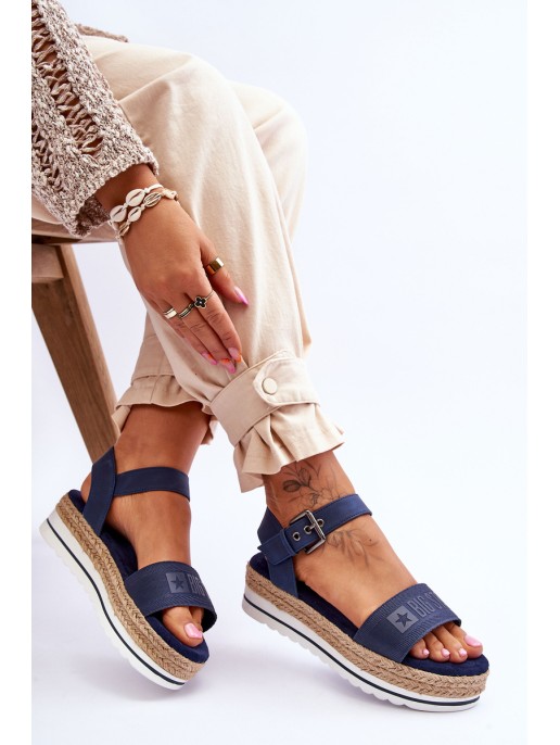 Patogūs moteriški sandalai su Big Star platforma LL274869 tamsiai mėlyni