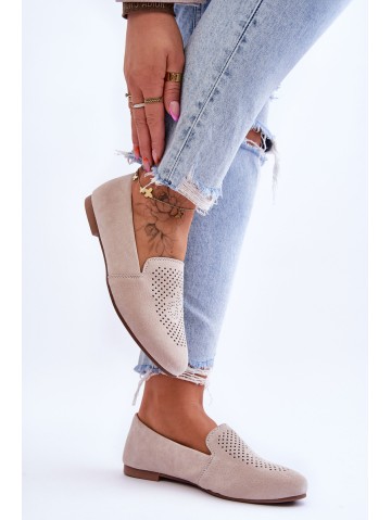 Suede Comfortable Loafers Beige Giovana 2