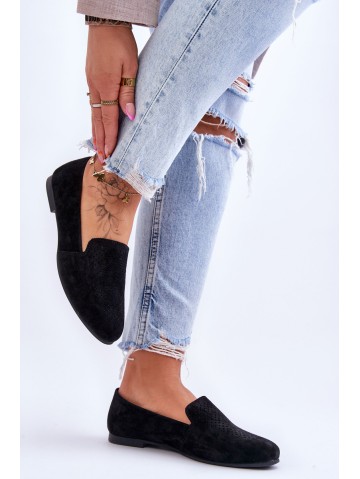 Suede Comfortable Loafers Black Giovana 2