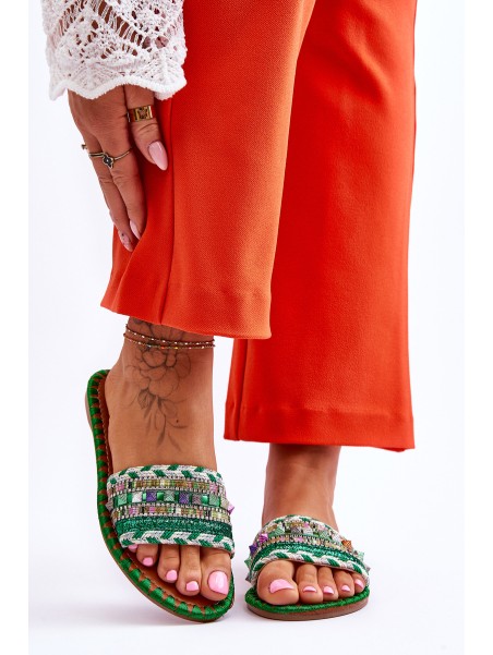 Women's Embellished Slippers Green Bellisa
