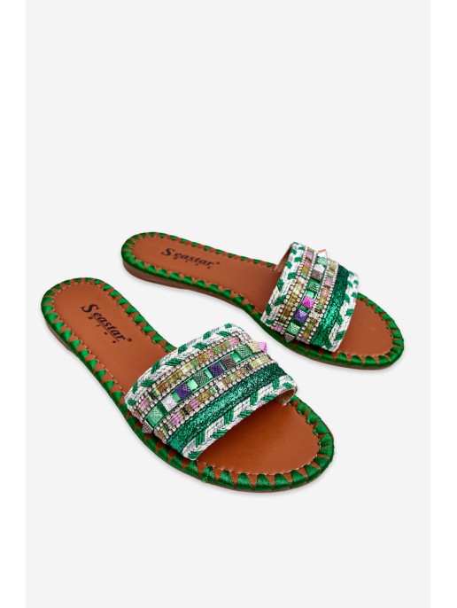 Women's Embellished Slippers Green Bellisa Women's Embellished Slippers Green Bellisa