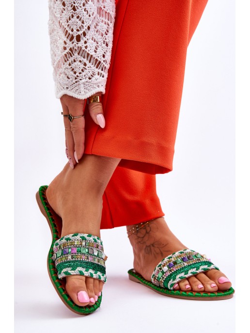 Women's Embellished Slippers Green Bellisa Women's Embellished Slippers Green Bellisa