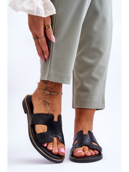 Women's Sandals With Decorative Cutouts Black Emily