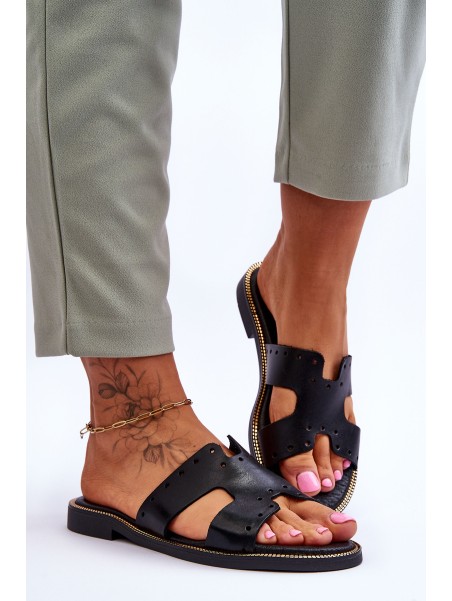 Women's Sandals With Decorative Cutouts Black Emily