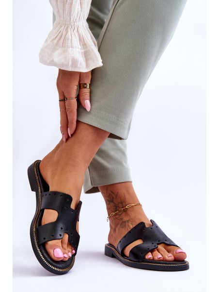 Women's Sandals With Decorative Cutouts Black Emily