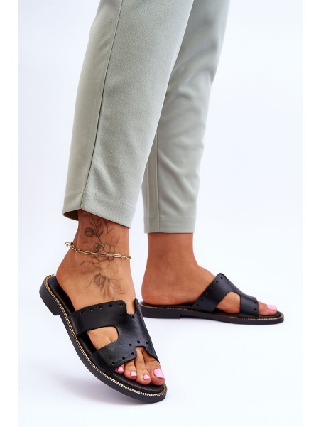 Women's Sandals With Decorative Cutouts Black Emily