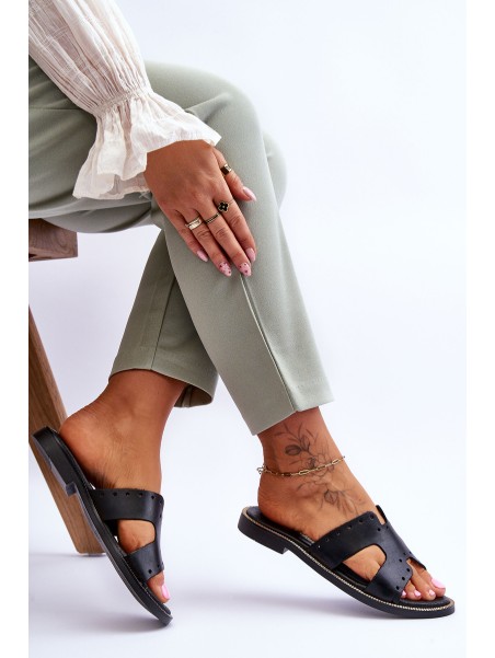 Women's Sandals With Decorative Cutouts Black Emily