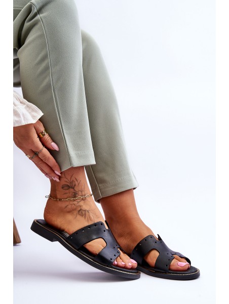 Women's Sandals With Decorative Cutouts Black Emily