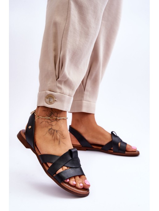 Comfortable Leather Slip-On Sandals Black Kayla Comfortable Leather Slip-On Sandals Black Kayla
