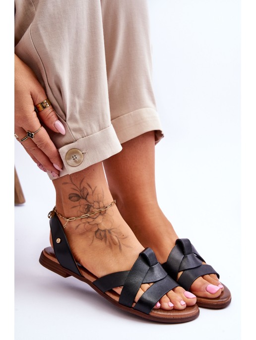 Comfortable Leather Slip-On Sandals Black Kayla Comfortable Leather Slip-On Sandals Black Kayla