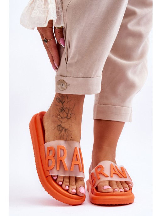 Women's Platform Slippers Orange Brave