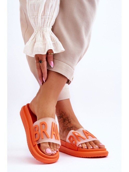 Women's Platform Slippers Orange Brave