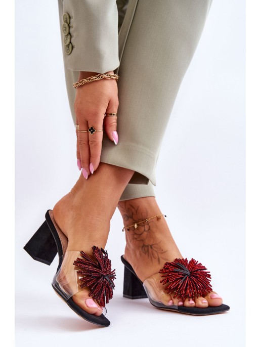 Fashionable Transparent High Heel Slippers S.Barski KV-AP658-1 Black Fashionable Transparent High Heel Slippers S.Barski KV-AP658-1 Black