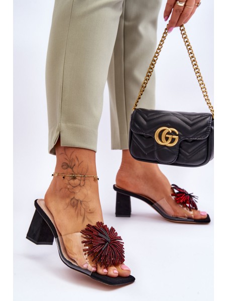 Madingos permatomos aukštakulnės šlepetės S.Barski KV-AP658-1 juodos