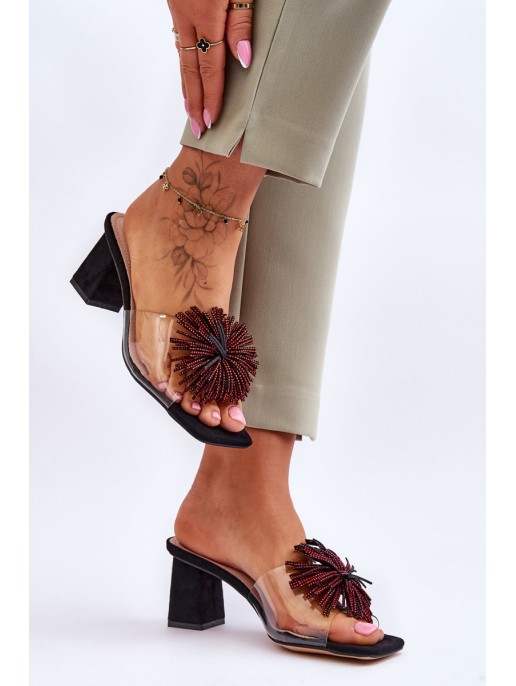 Fashionable Transparent High Heel Slippers S.Barski KV-AP658-1 Black Fashionable Transparent High Heel Slippers S.Barski KV-AP658-1 Black
