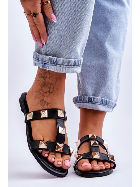 Women's Slippers With Large Studs Black Mercure