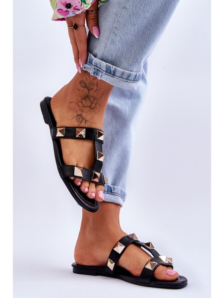 Women's Slippers With Large Studs Black Mercure