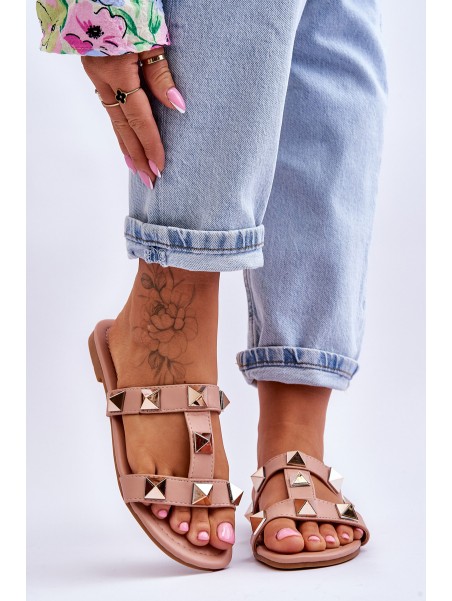 Women's Slippers With Large Studs Nude Mercure