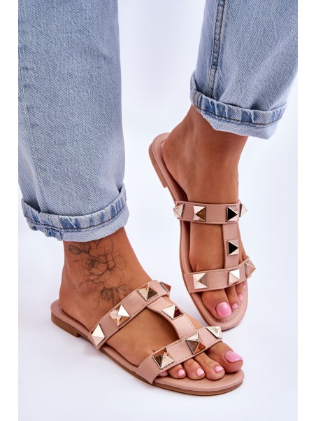 Women's Slippers With Large Studs Nude Mercure