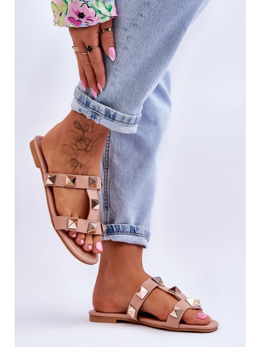 Women's Slippers With Large Studs Nude Mercure Women's Slippers With Large Studs Nude Mercure