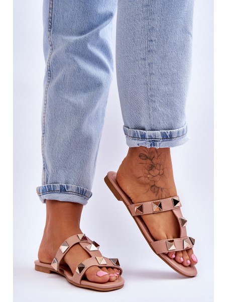 Women's Slippers With Large Studs Nude Mercure