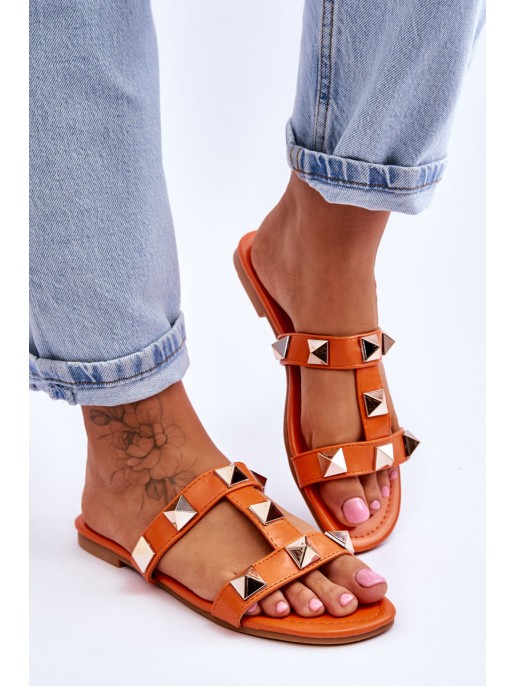 Women's Slippers With Large Studs Orange Mercure Women's Slippers With Large Studs Orange Mercure