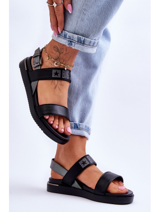 Women's Flat Sandals Big Star LL274938 Black Women's Flat Sandals Big Star LL274938 Black