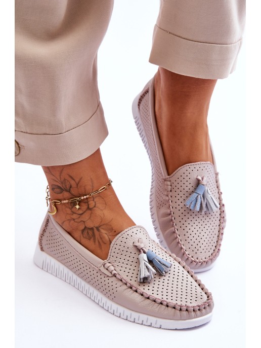 Women's Openwork Leather Loafers Light Pink Lanzarot Women's Openwork Leather Loafers Light Pink Lanzarot
