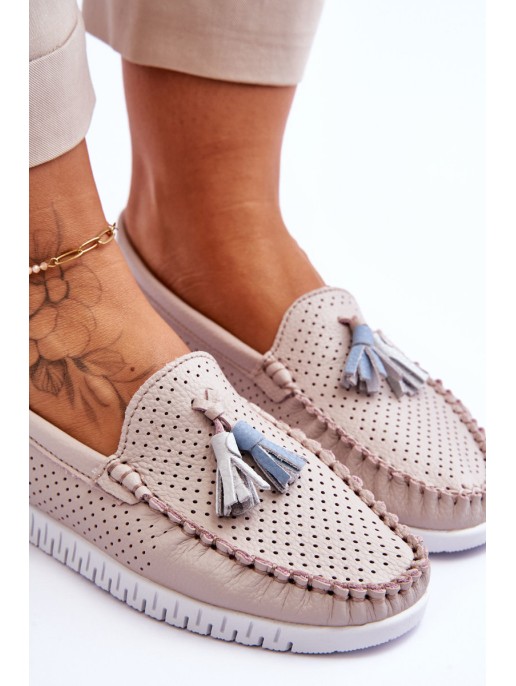 Women's Openwork Leather Loafers Light Pink Lanzarot Women's Openwork Leather Loafers Light Pink Lanzarot