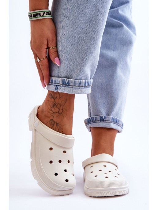 Women's Rubber Crocs White Rabios