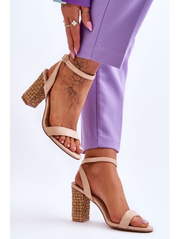 Zomšiniai sandalai Ant A Braided Heel Smėlio spalvos Selila 2