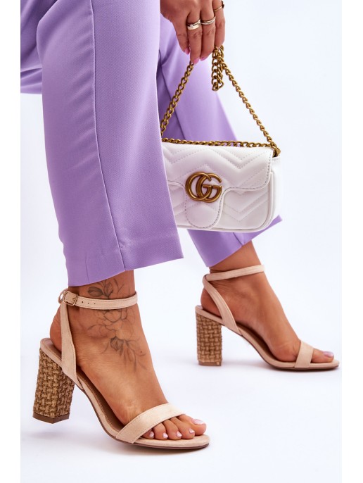 Suede Sandals On A Braided Heel Beige Selila Suede Sandals On A Braided Heel Beige Selila