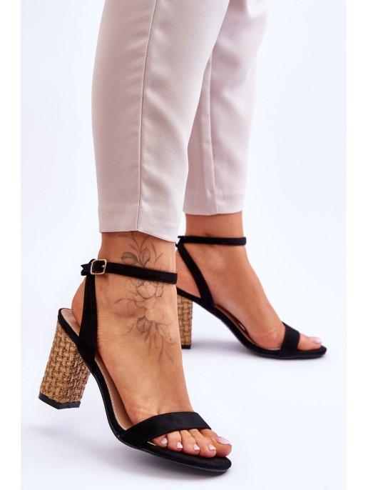 Suede Sandals On A Braided Heel Black Selila