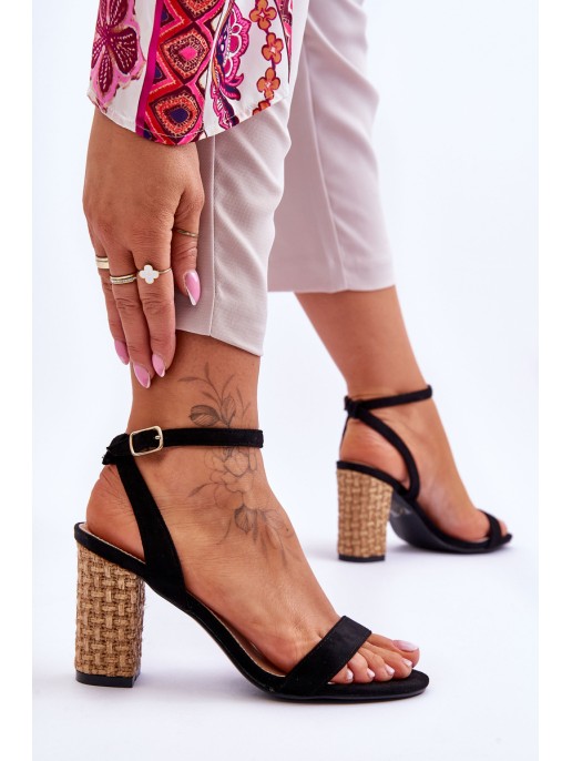 Suede Sandals On A Braided Heel Black Selila