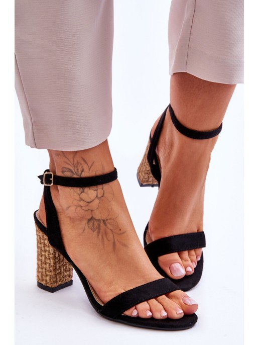 Suede Sandals On A Braided Heel Black Selila