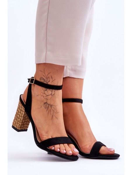 Suede Sandals On A Braided Heel Black Selila
