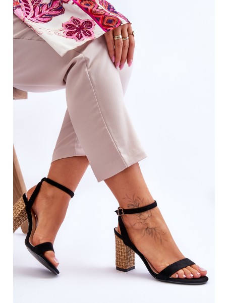 Suede Sandals On A Braided Heel Black Selila