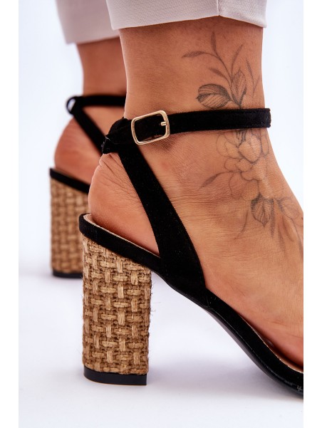 Suede Sandals On A Braided Heel Black Selila