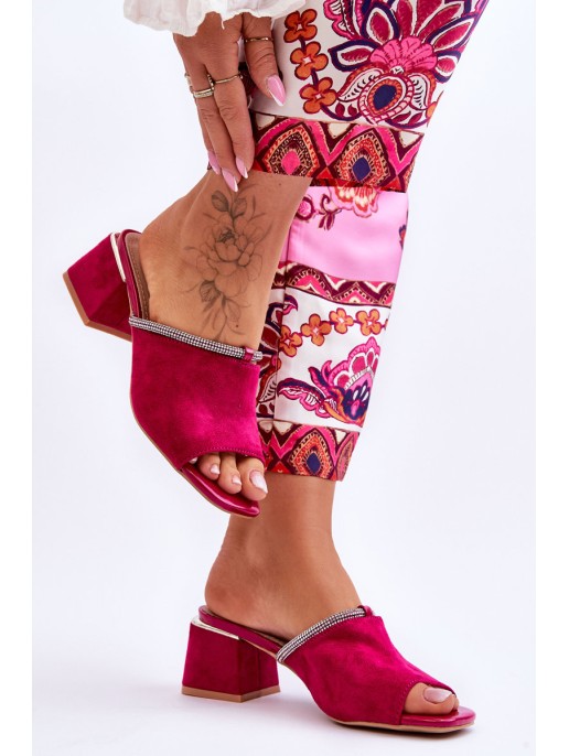 Zomšinės aukštakulnės šlepetės S.Barski KV-612-2 Fuchsia Zomšinės aukštakulnės šlepetės S.Barski KV-612-2 Fuchsia