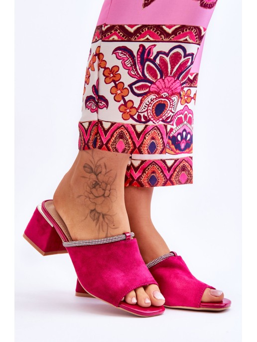 Zomšinės aukštakulnės šlepetės S.Barski KV-612-2 Fuchsia Zomšinės aukštakulnės šlepetės S.Barski KV-612-2 Fuchsia
