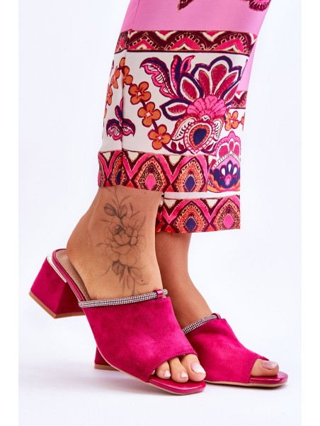Zomšinės aukštakulnės šlepetės S.Barski KV-612-2 Fuchsia