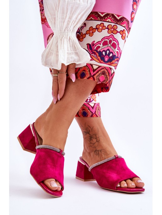 Zomšinės aukštakulnės šlepetės S.Barski KV-612-2 Fuchsia Zomšinės aukštakulnės šlepetės S.Barski KV-612-2 Fuchsia