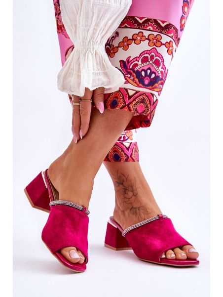 Zomšinės aukštakulnės šlepetės S.Barski KV-612-2 Fuchsia