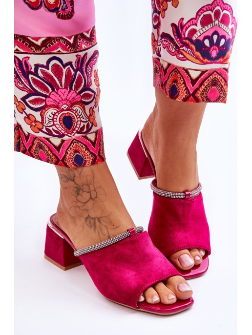 Zomšinės aukštakulnės šlepetės S.Barski KV-612-2 Fuchsia Zomšinės aukštakulnės šlepetės S.Barski KV-612-2 Fuchsia