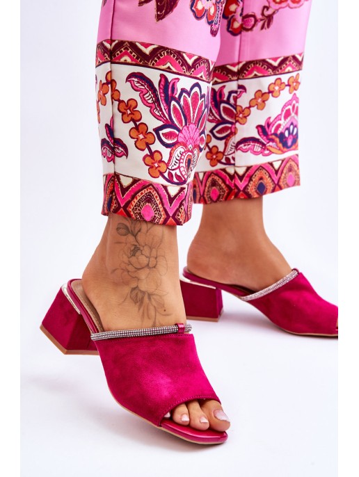 Zomšinės aukštakulnės šlepetės S.Barski KV-612-2 Fuchsia Zomšinės aukštakulnės šlepetės S.Barski KV-612-2 Fuchsia