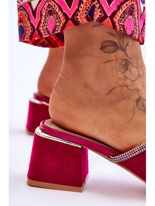 Zomšinės aukštakulnės šlepetės S.Barski KV-612-2 Fuchsia Zomšinės aukštakulnės šlepetės S.Barski KV-612-2 Fuchsia