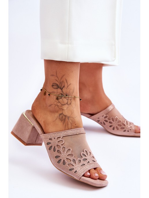 S.Barski Mesh Heeled Slippers KV-612-1 Nude S.Barski Mesh Heeled Slippers KV-612-1 Nude