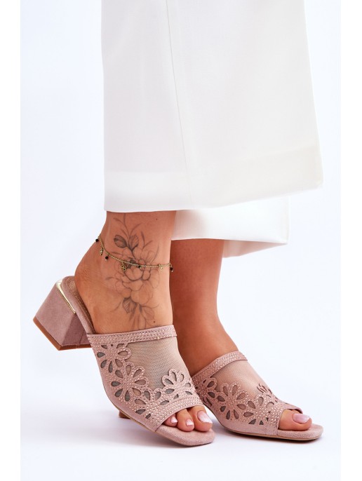 S.Barski Mesh Heeled Slippers KV-612-1 Nude S.Barski Mesh Heeled Slippers KV-612-1 Nude