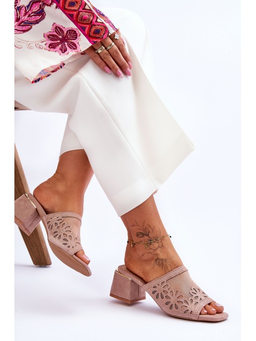 S.Barski Mesh Heeled Slippers KV-612-1 Nude S.Barski Mesh Heeled Slippers KV-612-1 Nude
